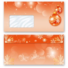 Envelopes Christmas Merry Christmas Pack of 10 Envelopes with Window DIN Long (220 x 110 mm) Paper-Media