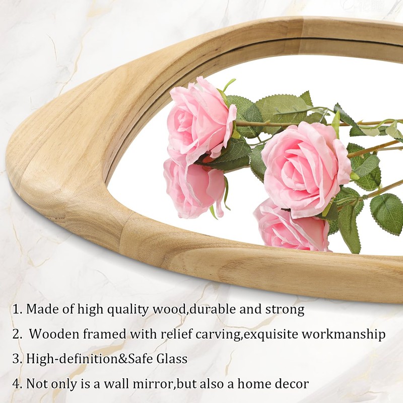 AAZZKANG Large Wall Mirror with Irregular Wood Framed 28"x20" Decorative
