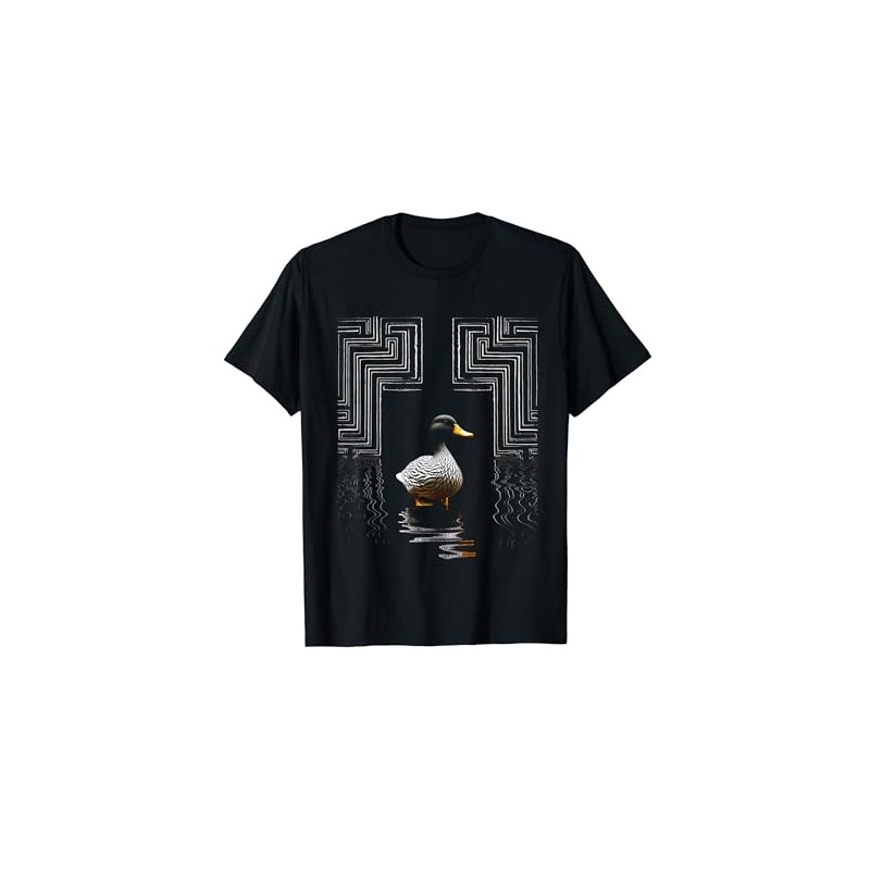 Duck Mandala Animal Zoo Art Duck T-Shirt, black