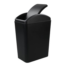 Tyminin 4.2 Gallon Swing Lid Trash Can, Plastic Trash Bin with Lid, Black
