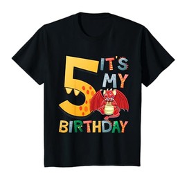 Kids It's My 5th Birthday Dragon 5 Birthday 5 Year Old Boy T-Shirt