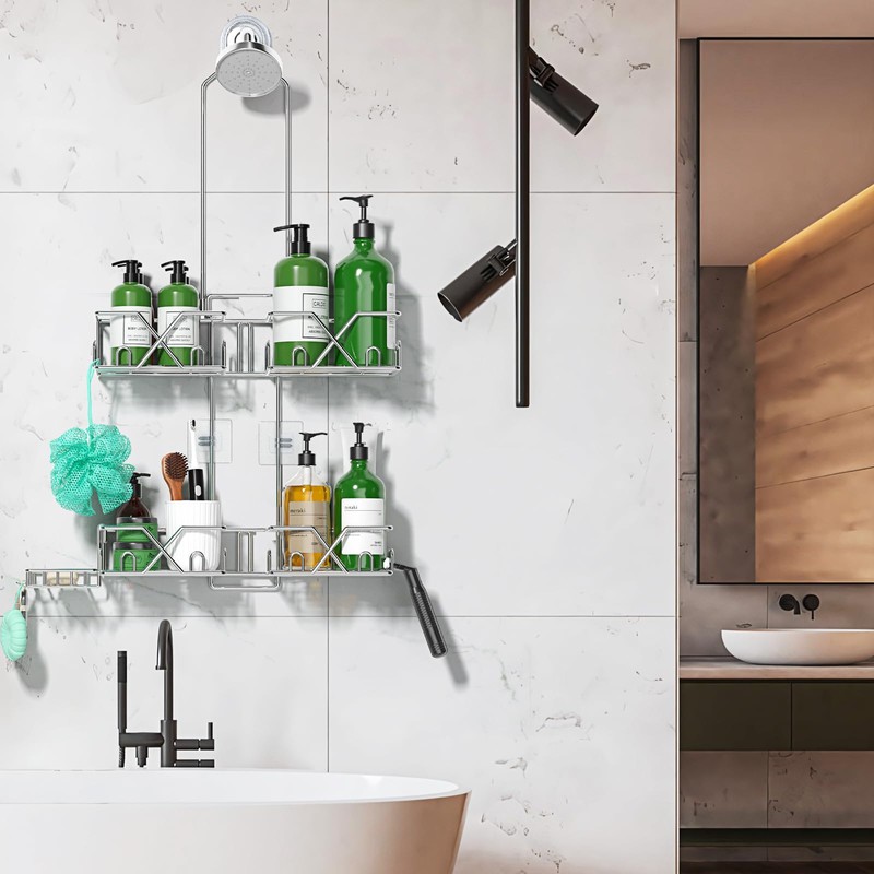 Stainless Steel Shower Caddy for Handheld Shower Heads,Rustproof Hose Shower