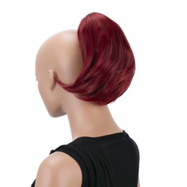 CAISHA Bun Hairpiece Ponytail With Butterfly Clip Hair Bun Bridal Hairstyle Hepburn Bun Scrunchie Straight Red H415