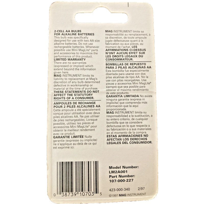 Mini Maglite Replacement Bulbs for 2-Cell AA Flashlight 2 Cnt