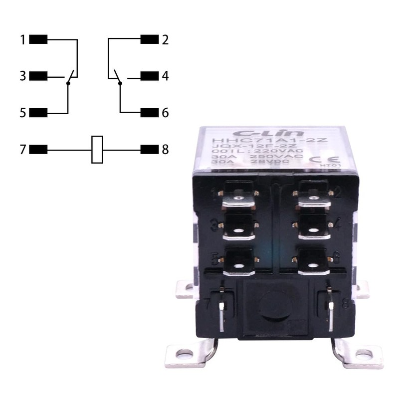 Taiss/JQX-12F 2Z DC 12V Coil 8 Pin 30A DPDT 2NO