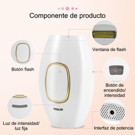 IPL Depiladora Luz Pulsada, Depiladora Láser Portátil, 5 Nivel de Energía, Sistemas Depilación Dispositivo Profesional Indolora, para Piernas, Cara, Cuerpo, Línea de Bikini, Apta para Mujer y Hombre