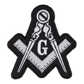 Freemasons Black & White Emblem Patch, Masonic Patches