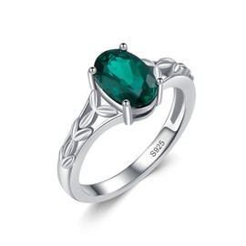 Gnteey Celtic Knot Ring 925 Sterling Silver 8x6 mm Oval Cut Emerald Engagement Ring for Women(9)