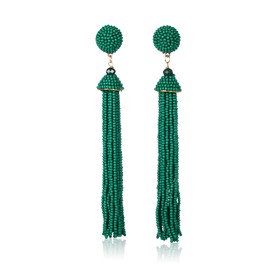 Zavana Long Tassel Earrings for Women, Long Tassel Earrings for Women with Colourful Beads, Long Hanging Earrings, Handmade Boho Chic Earrings, Fashion Jewellery for Women, Brass