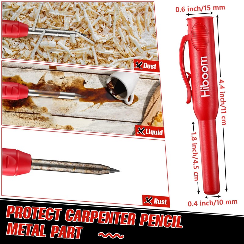 Hiboom 3 Pack Solid Carpenter Pencil with Pencil Cap and