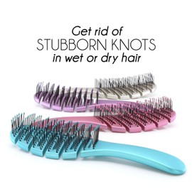 Earth & I Flex Detangling Gentle Hairbrush, Teaser Brush, Women Hair Brush, Kids Hairbrush, Hairbrushes for Woman, Curly Hair Brushes, Detangling and Gentle, Hairbrushes (Teal)