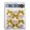 Gold and Silver Glitter Miniature Decorative Tie-On Christmas Bows -