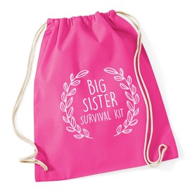 Hippowarehouse Big Sister Survival Kit Drawstring Cotton School Gym Bag 37cm x 46cm, 12 litres