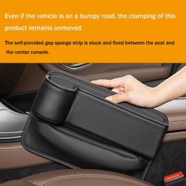 Car Leather Cup Holder Gap Bag for Mobile Phones Glasses Keys Cards Seat Gap Storage Box (2 Pack, Black)