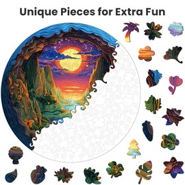 NiArt 200PCS Wooden Jigsaw Puzzle for Adults, 11.1" x 11.2" Finished Size with Precision Laser-Cut Pieces, Fun and Relaxing Puzzle for Stress Relief, Family Game Night, Creative Home Decor (Landscape)