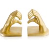 1Pair/2Piece Gold Heart Hands Book Ends, Heavy Duty Resin Decorative