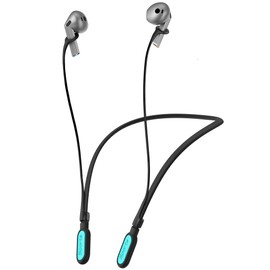 HALLJOY for Galaxy Buds 3 & Galaxy Buds 3 Pro Strap Neckband, Anti-Lost Accessories, Support Volume Control, Ergonomic Design, Fit Airpods Pro 3/2/1, Airpods 4, 3, 2, 1, Black Band/LightBlue Tip