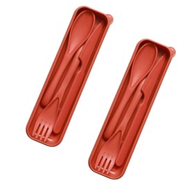 Lilaly 2 Sets Reusable Utensils, Utensil Sets for Lunch Box, Travel Utensil Set, Portable Silverware Set with Case, Reusable Utensils for Lunch Box(Orange)