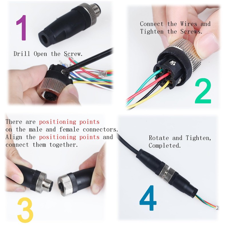 DIANQI 12mm Wire Connector M12 Male & Female Socket Panel