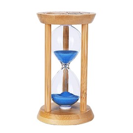 Bamboo Sand Timer 3 Minute Hourglass Timer Wooden Sand Clock, Mini Blue Sand Watch, Reloj de Arena 3 Minuto, Unbreakable Sandglass for Childs, Office, Games, Decorative (Blue, 3Min)