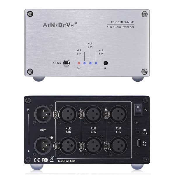 AtDcNeVh XLR 3 in 1 Out Audio Switcher, 3-Way XLR