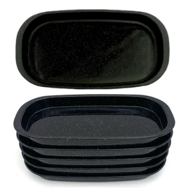 Platos Ovalados de Plástico Elegantes y Reutilizables, 26,5 cm de Largo, 2 cm de Alto, Libres de BPA, Aptos para Microondas y Lavavajillas, Ideales para Hogar y Negocio (6, Negro)