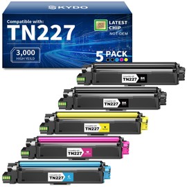 TN227 TN-227BK/C/M/Y High Yield Toner Cartridge Replacement Compatible for Brother TN 227 TN-223BK/C/M/Y Use with MFC-L3770CDW HL-L3270CDW MFC-L3710CDW HL-L3210CW HL-L3290CDW Printer(2BK/1C/1M/1Y )