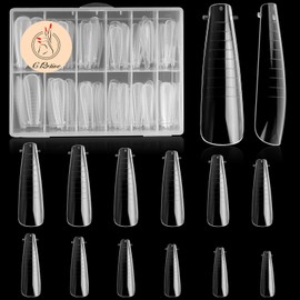 C12rtive 120Pcs Clear Dual Nail Forms,Long Ballet Extension Polygel Nail Forms Full Cover Nail Molds 12 Sizes for Solid Nail Gel Glue Nail Art Design Salon&DIY(Extra Long Ballet)