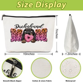 Dachshund Mom Cosmetic Bag Mothers Day Dachshund Gifts Leopard Dog Mom Birthday Gifts from Daughter Son Cute Dog Mom Gifts for Women Owner New Mom Makeup Bag Christmas Appreciation Retirement Gifts