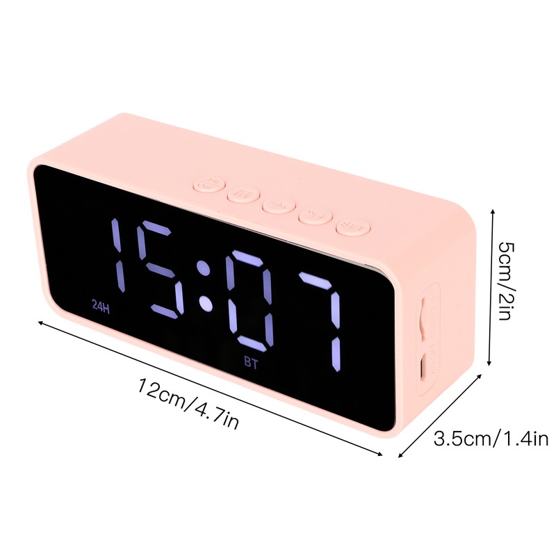 Alarm Clock Bluetooth Speaker Distortion Free USB Charging Mirror Display