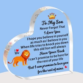 JETTOP Son Gifts Son Birthday Gifts Son Christmas Graduation Gifts Heart Plaque Acrylic Love You for The Rest of Mine
