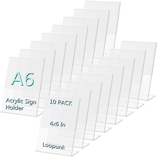 10 Pcs A6 Acrylic Sign Holder, Acrylic Poster Menu Holder