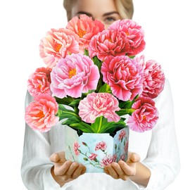 PINELIFE Pop Up Cards for Mom 3D Paper Carnation Flowers Greeting Cards Gifts, Women's Birthday Anniversary Bouquets with Note Card & Envelope (Infinite Love Carnation)