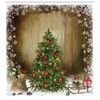 Abakuhaus Christmas Shower Curtain, Pine Tree Presents, Digital Print on