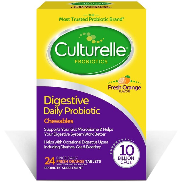 Culturelle Digestive Health Daily Probiotic Chewables for Adults, With Lactobacillus GG –The Most Clinically Studied Probiotic, Packaging May Vary, 24 Count