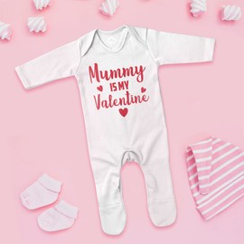 Purple Print House Mummy is My Valentines Baby Romper Suit Boy Girl Mum Mother First Valentines Day Newborn Babies, 0-3 Months, Red
