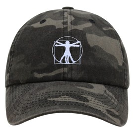 JPAK Vitruvian Man Premium Dad Hat Embroidered Cotton Baseball Cap Da Vinci Black Camo
