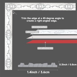 Flexible Wall Trim, 16.4 Feet Self-Adhesive Peel & Stick Molding, Cabinet Border, Mirror Frame Trim for Home Decor (White & Silver)