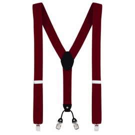 DonDon® Men's braces, wide, 4 clips, with Y-shaped leather, elastic and adjustable in length, in various designs -