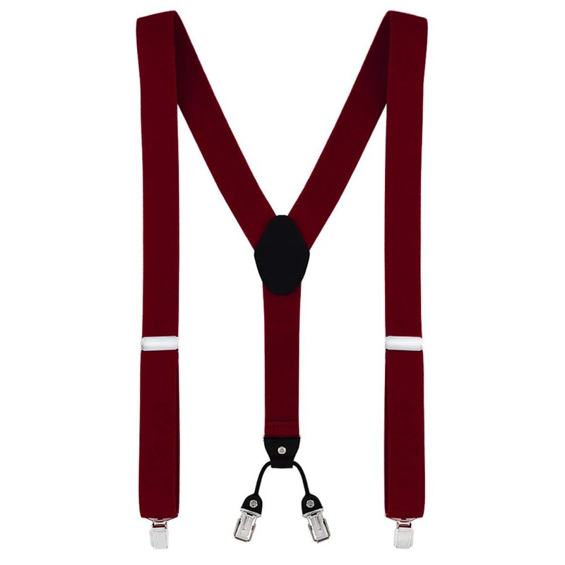 DonDon® Men's braces, wide, 4 clips, with Y-shaped leather, elastic