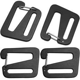LUORNG 4PCS Open Hooks Quick Release Adjustable Buckle with 25mm Inner Diameter Aluminum G-shaped Hook and Plastic Three Sliding Buttons Loose Bulk Packaging Applied to Belts Backpack Clips Black,