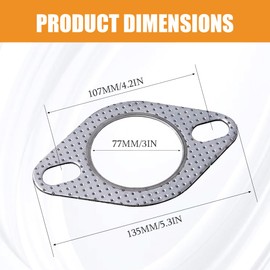 QZTYTY 2PCS Car Exhaust Gasket, High Temp Exhaust Gasket, Ultra Seal 2-Bolt 3-Inch Exhaust Flange Gasket Standard Exhaust Gasket, Car Accessories Exhaust Gasket Set Used for Exhaust Turbo (3inch)