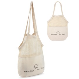 PROUSKY Canvas Tote Bag, Plain Tote Reusable Shopping Bags, Natural Cotton Shopping Tote Bags Ideal for Printing and Embroidery 38x35x25cm