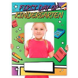 Soul Décor Back to School Photo Prop Board, Picture Frame First Day of Kindergarten, Perfect for Home Memory Picture Taking or Teacher and Classroom Use, Cut Out Board Sign, Coro Plastic