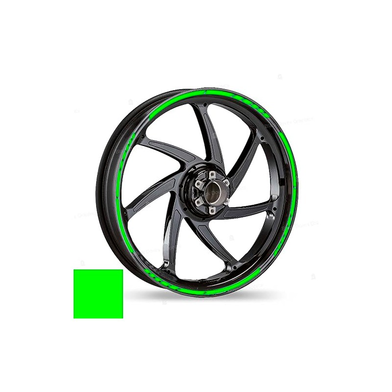 Fluorescent Wheel Rim Stickers Complete Set with Stripes for Front