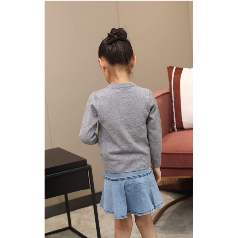 ZHUANNIAN Girls School Cardigan Long Sleeve Pearl Button Down Uniform