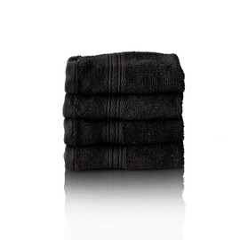 Glart Premium Set of Terry Hand Towels, Colour: Black, 4X Guest Towels 30 X 50 cm