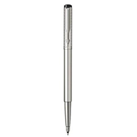 Parker Vector Premium Shiny Stainless Steel Chiselled Blue Rollerball Pen