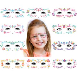 Garegce Easter Face Sticker for Kids, 10 Styles Face Cute Glitter Decoration Gift Egg Bunnies Fillers Stickers for Children Easter Party DIY Arts & Craft