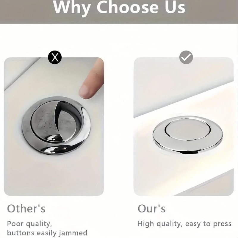 2PCS Toilet Flush Button,Round Head Toilet Cistern Push Button,38mm Single